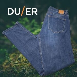 DU/ER Women's Performance Denim Mid Rise Slim Straight Jeans Dark‎ Stone *30x29